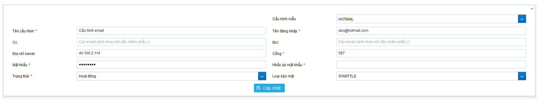 hóa đơn điện tử Viettel - cấu hình email